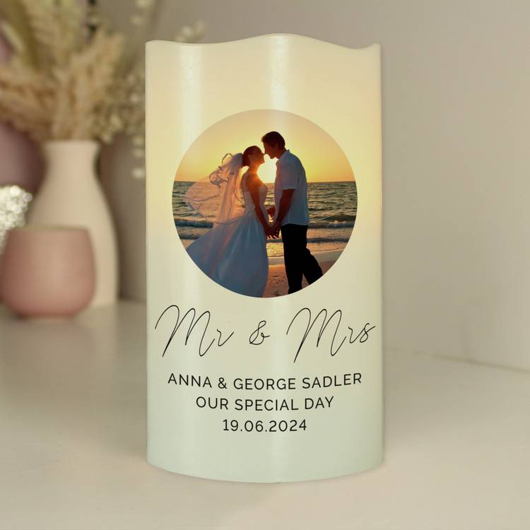 Personalised photo upload LED candle in wax coating - British product