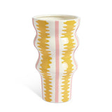 Habitat pink and yellow stripe ceramic vase 25cm (British brand)