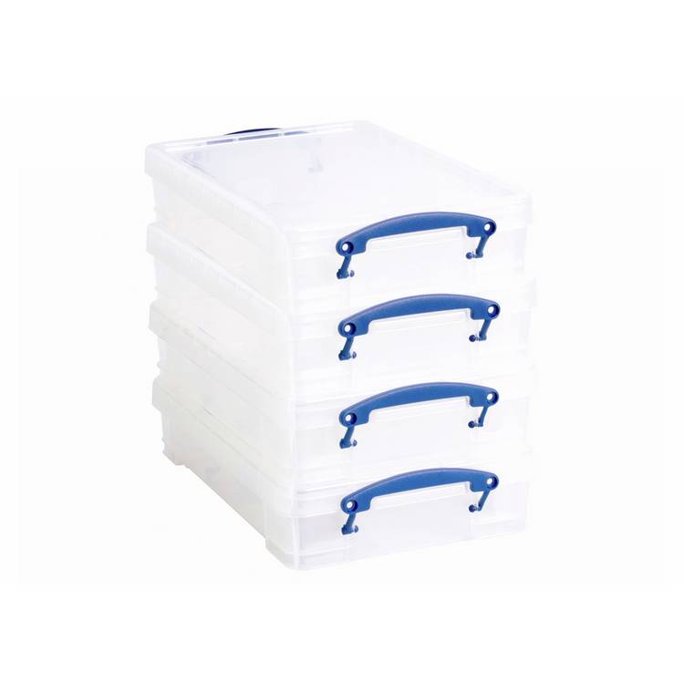 Really Useful 4L clear plastic storage boxes set of 4, UK version