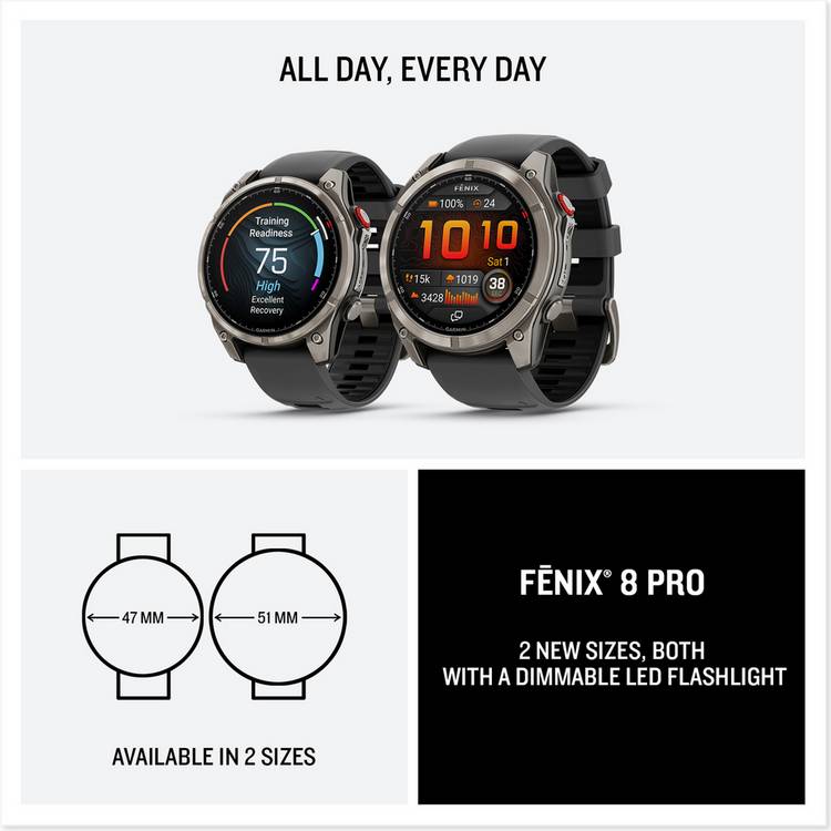 Garmin Fenix 8 Pro 51mm sports smart watch in Graphite/Black, UK version