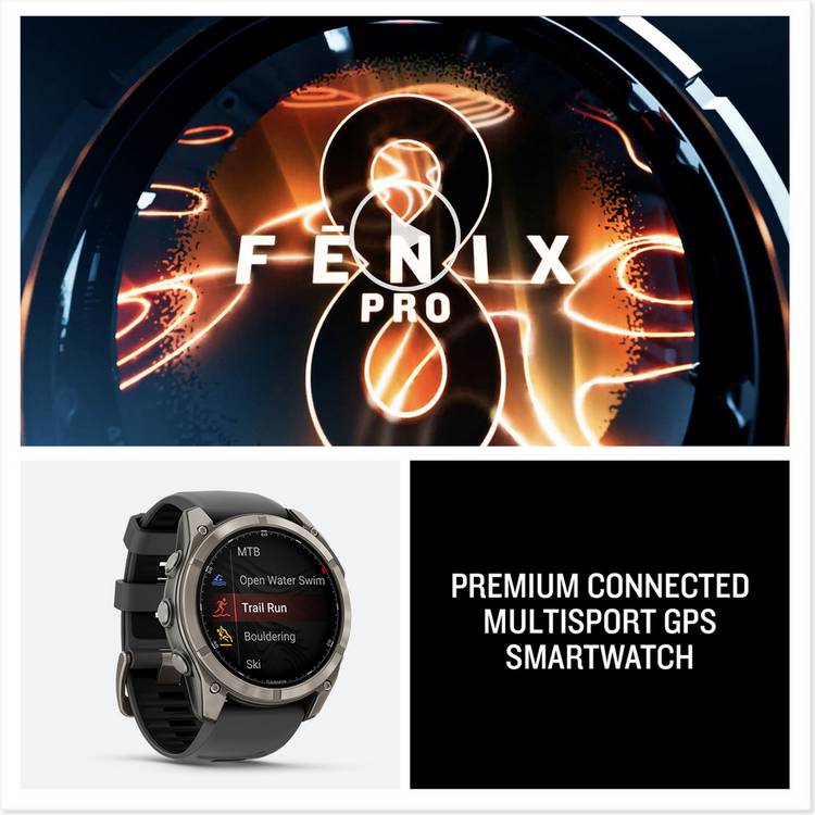 Garmin Fenix 8 Pro 51mm sports smart watch in Graphite/Black, UK version