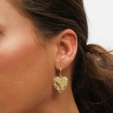 Inicio heart charm hoop earrings 14K gold plated - British product