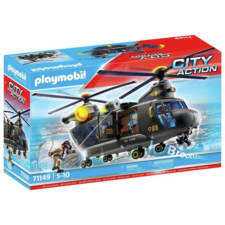 Playmobil rescue aircraft toy helicopter with figures (British brand)