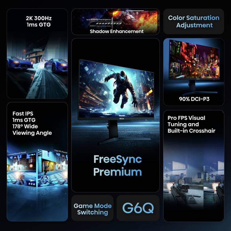 Hisense 27G6QUK 27 inch 300Hz QHD gaming monitor - British product