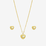 Inicio gold plated heart pendant and earring set - British product