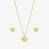 Inicio gold plated heart pendant and earring set - British product