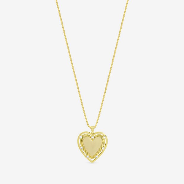 Inicio gold plated heart pendant 20in (British brand)