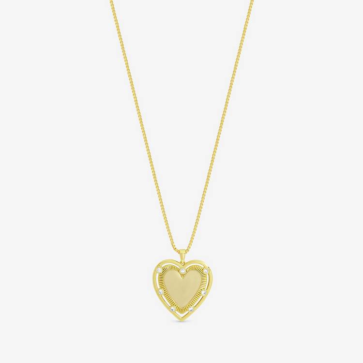 Inicio gold plated heart pendant 20in (British brand)