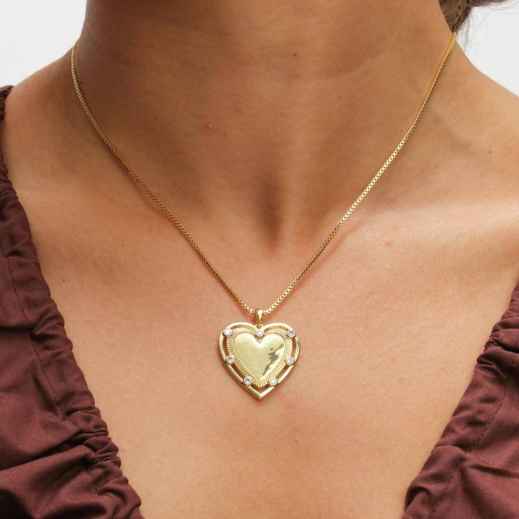 Inicio gold plated heart pendant 20in (British brand)