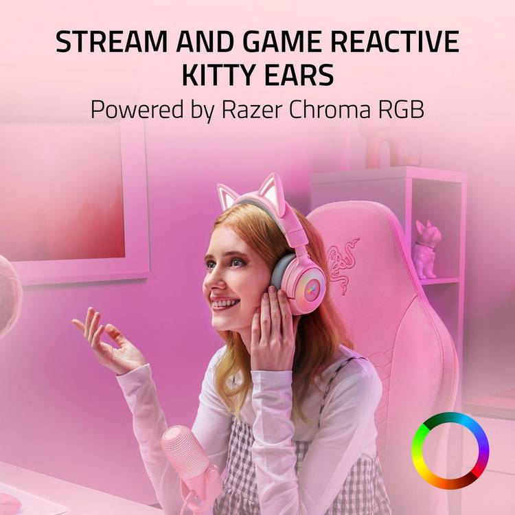 Razer Kraken Kitty pink wireless gaming headset, imported from the UK