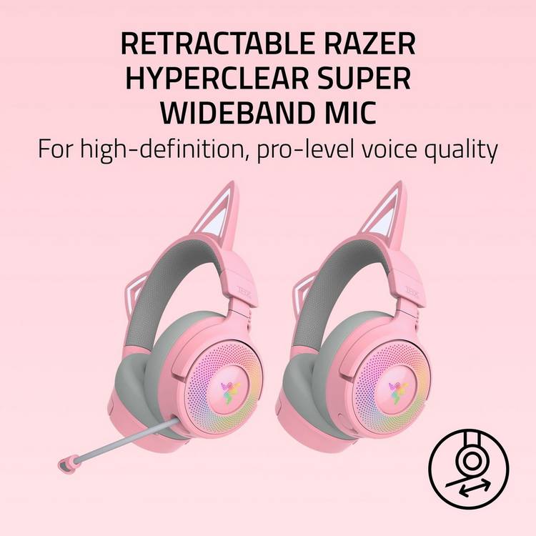 Razer Kraken Kitty pink wireless gaming headset, imported from the UK