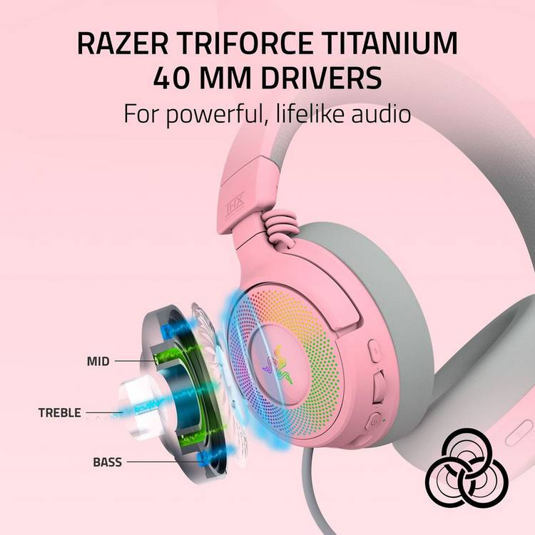 Razer Kraken Kitty pink wireless gaming headset, imported from the UK