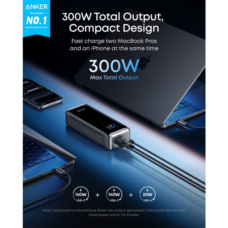 Anker Prime 300W 26250mAh power bank, imported from the UK