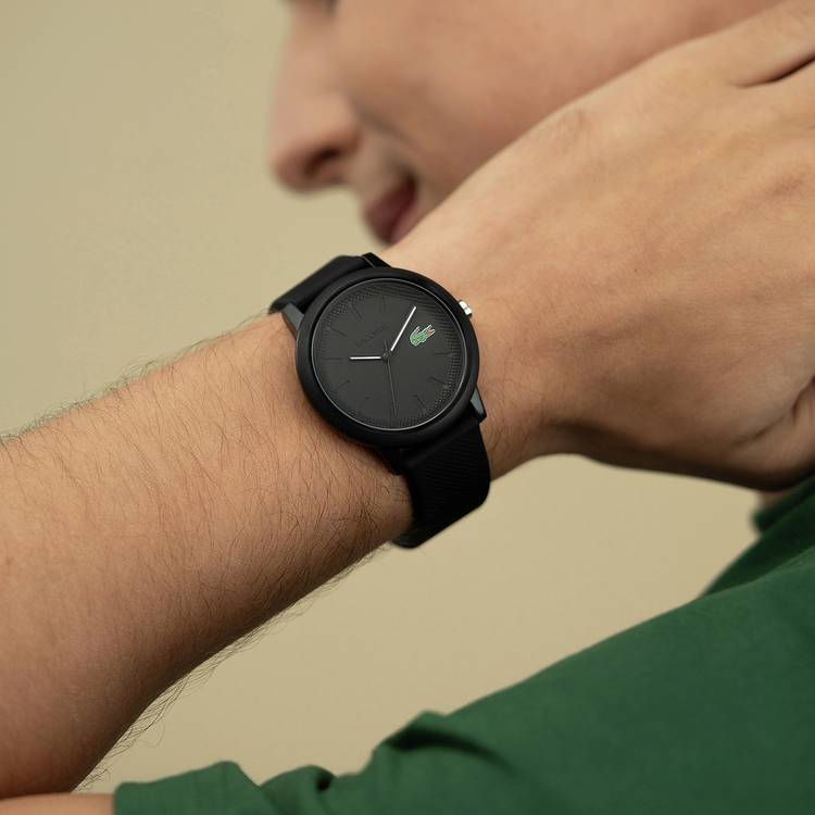 Lacoste men's watch black silicone strap 42mm, imported from the UK