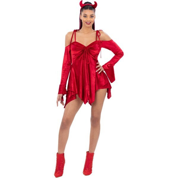 Smiffys ladies devil adjustable dress costume, UK version