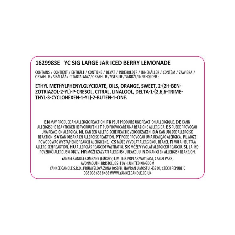 Yankee large scented candle Iced Berry Lemonade, UK version