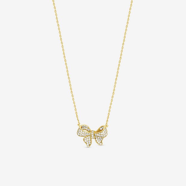 Jon Richard gold-plated bow pendant necklace with crystals, British brand