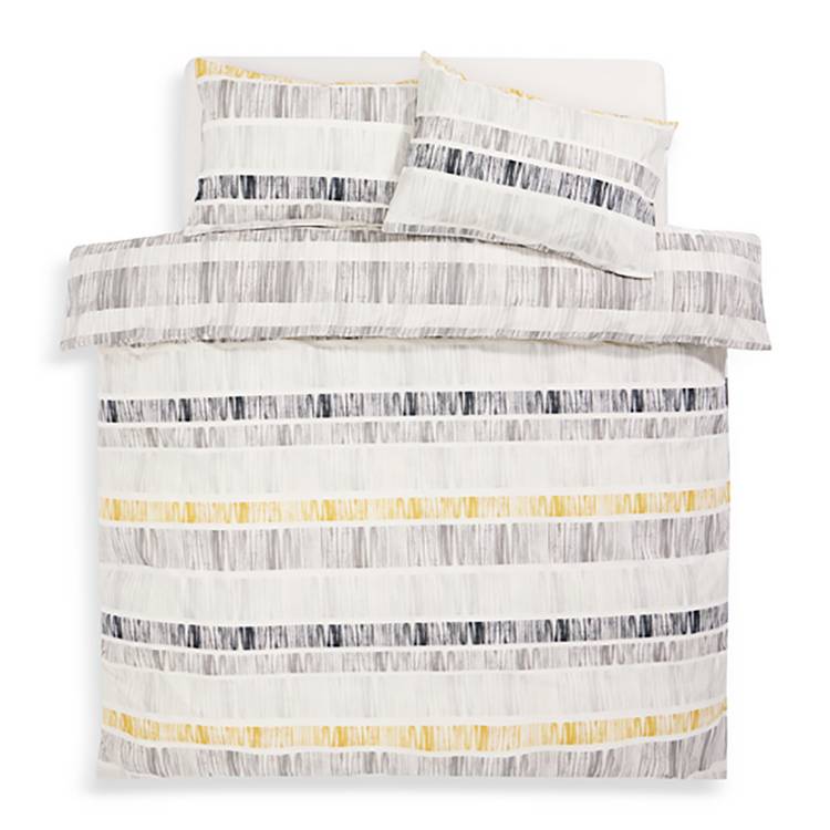 Habitat mono variegated stripe grey double bedding set - British product