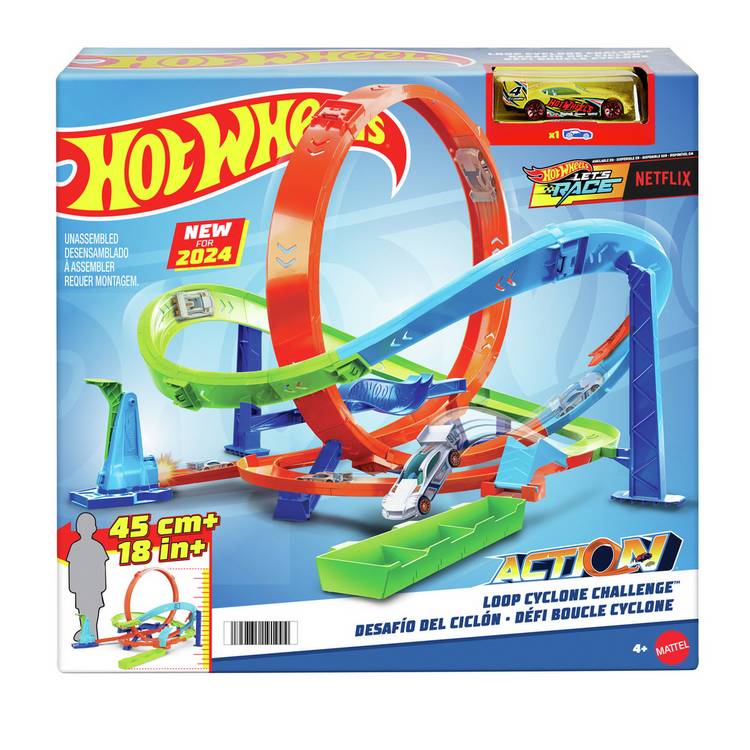 Hot Wheels Action Loop Cyclone Challenge track set with car - British product