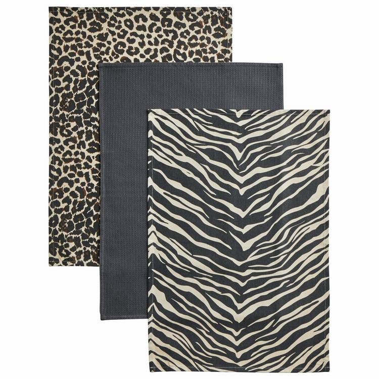 Argos Home kitchen textile set grey animal print, imported from the UK
