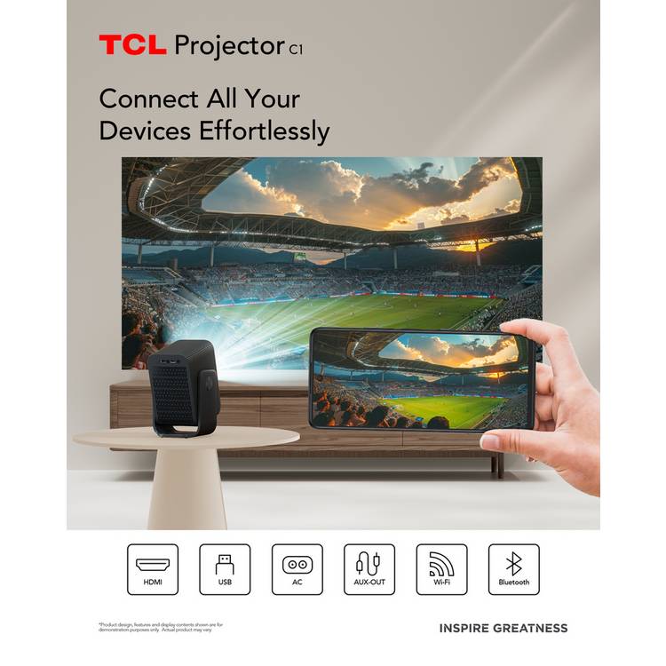 TCL C1 Smart Projector Grey Full HD, imported from the UK
