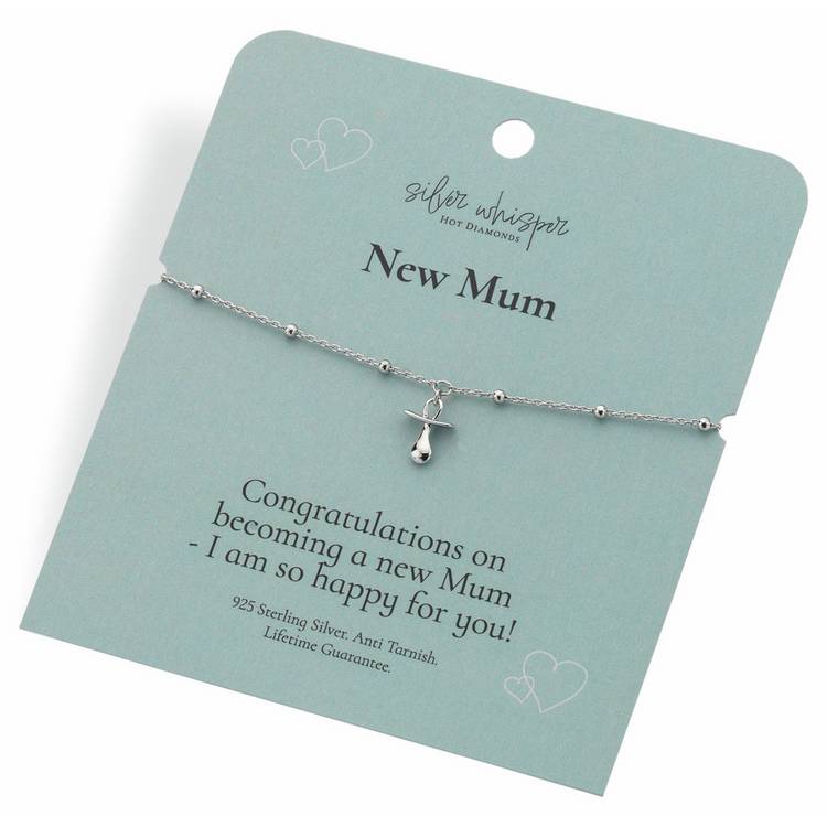 Hot Diamonds sterling silver dummy charm bracelet 20cm, imported from the UK