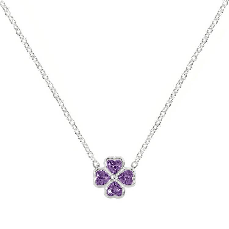 Radley necklace purple cubic zirconia heart flower pendant, UK version