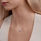 Radley necklace purple cubic zirconia heart flower pendant, UK version