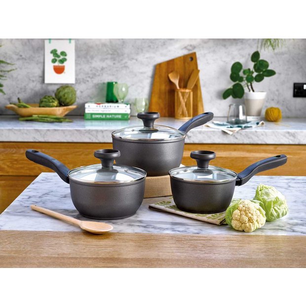 Prestige Earth 3 piece aluminium pan set grey, imported from the UK