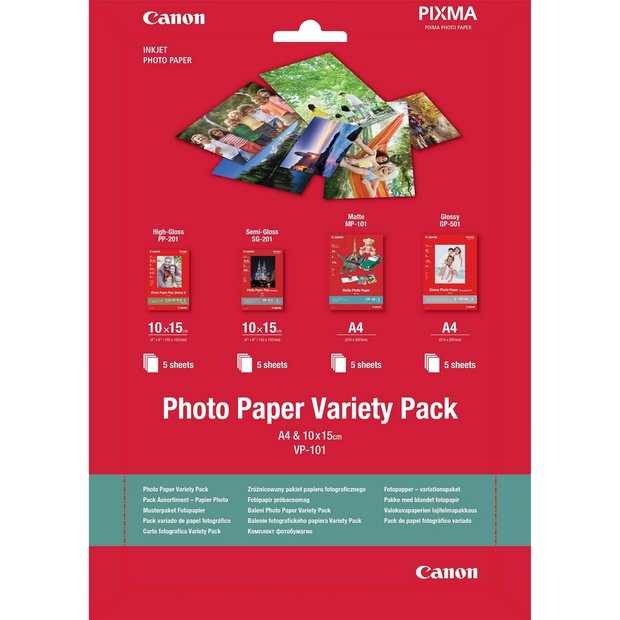 Canon photo paper variety pack 20 sheets (British brand)