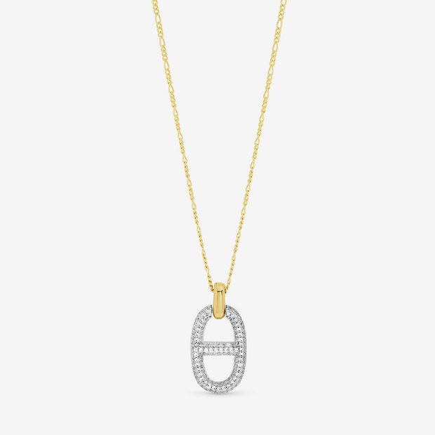 Jon Richard two-tone pave link necklace 16 inch, UK version