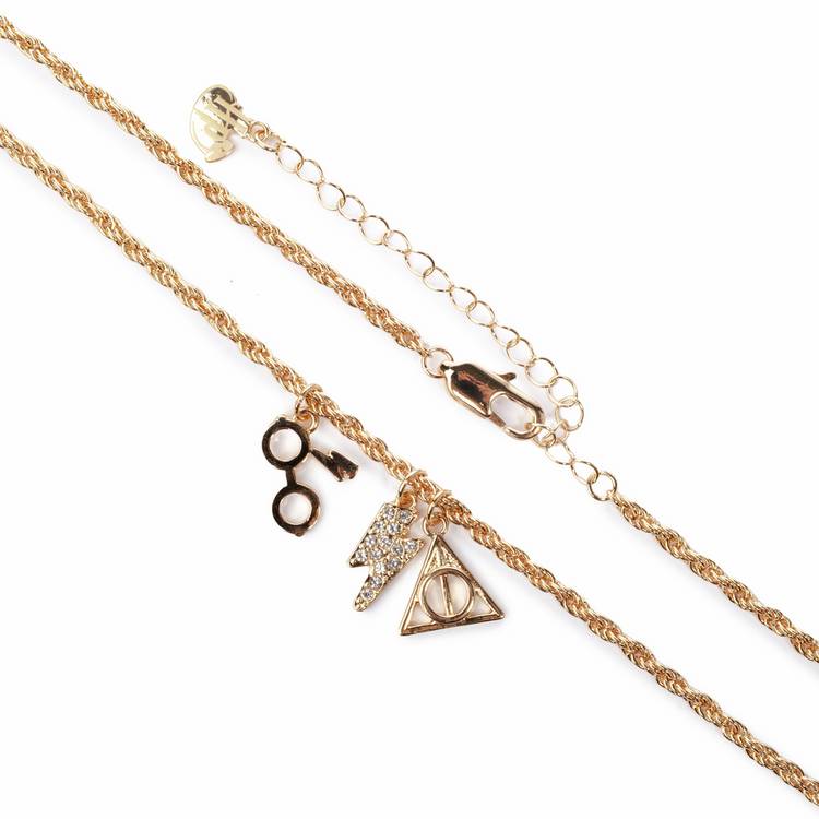 Custard London gold tone Harry Potter charm necklace - British product