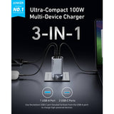 Anker Prime 100W GaN wall charger silver (British brand)