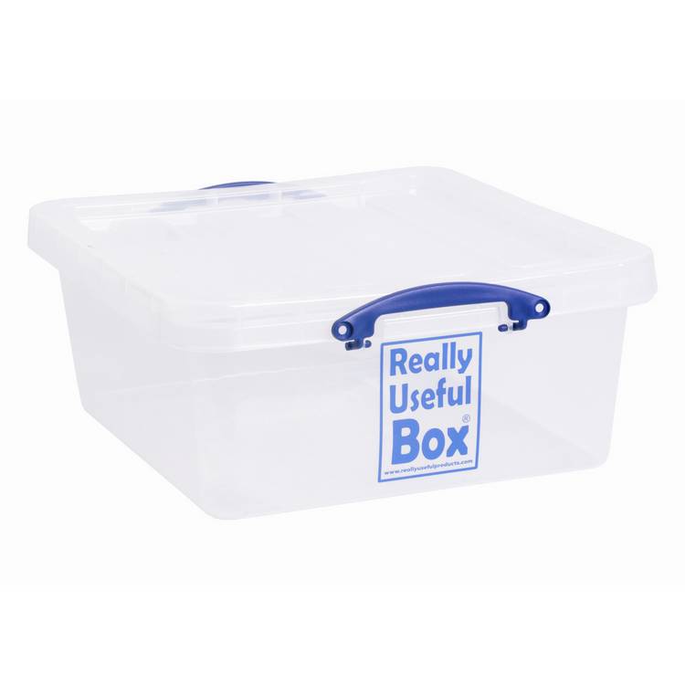 Really Useful plastic storage box clear 31.5L, imported from the UK