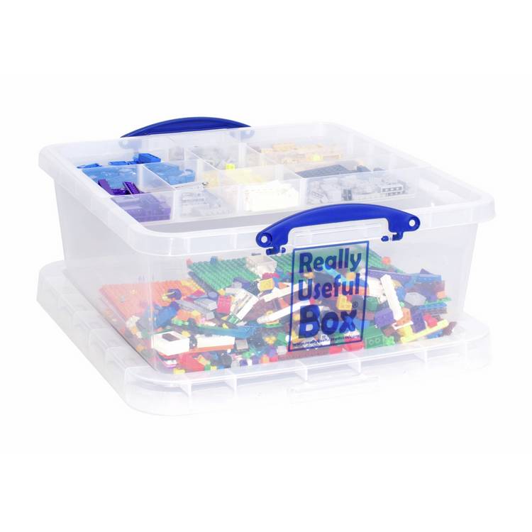Really Useful plastic storage box clear 31.5L, imported from the UK