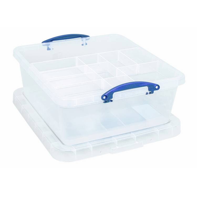 Really Useful plastic storage box clear 31.5L, imported from the UK