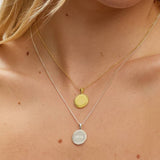 Simply Silver beaded edge round pendant necklace 16-inch, imported from the UK