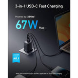 Anker 67W GaN wall charger black - British product