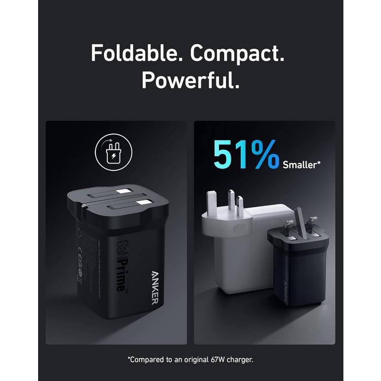 Anker 67W GaN wall charger black - British product