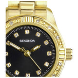 Sekonda gold watch gift set with black dial and matching jewellery - British product