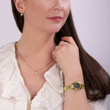 Sekonda gold watch gift set with black dial and matching jewellery - British product