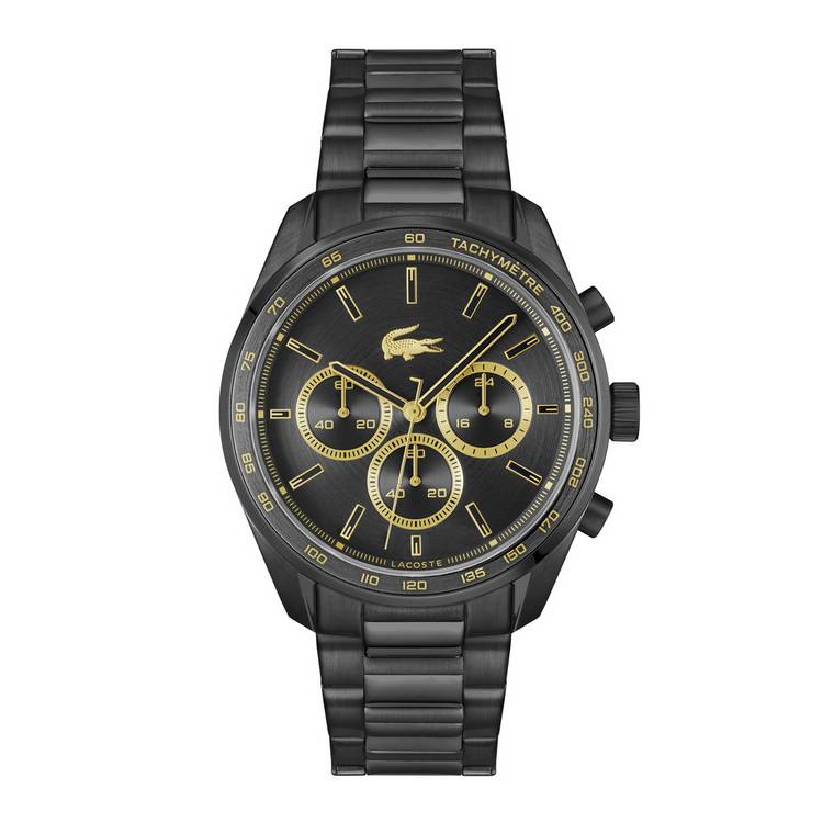 Lacoste black stainless steel chronograph watch 42mm, UK version