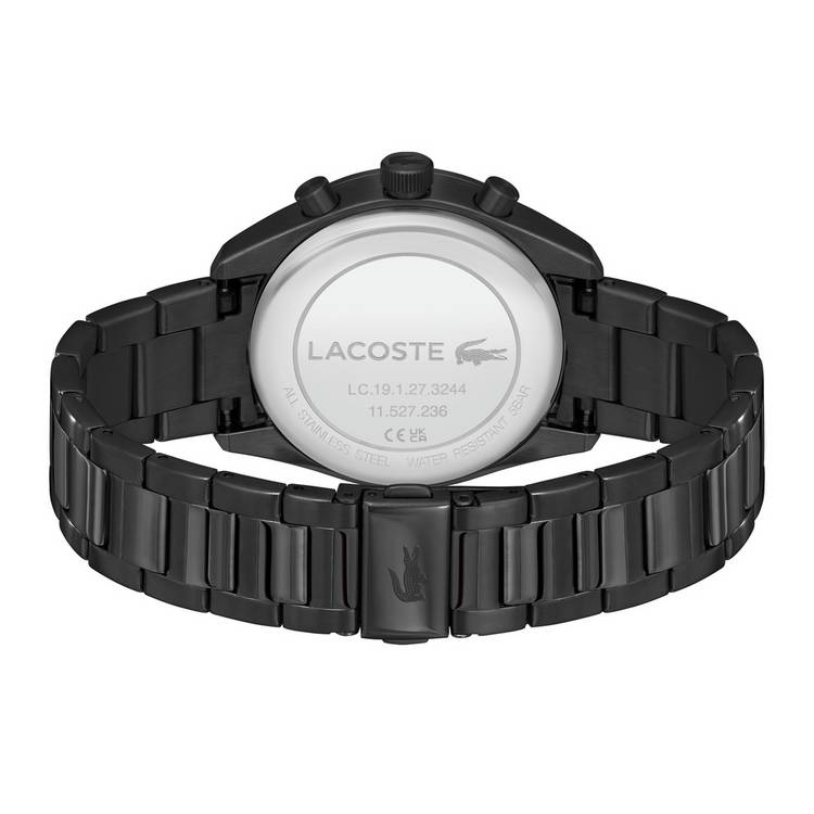 Lacoste black stainless steel chronograph watch 42mm, UK version