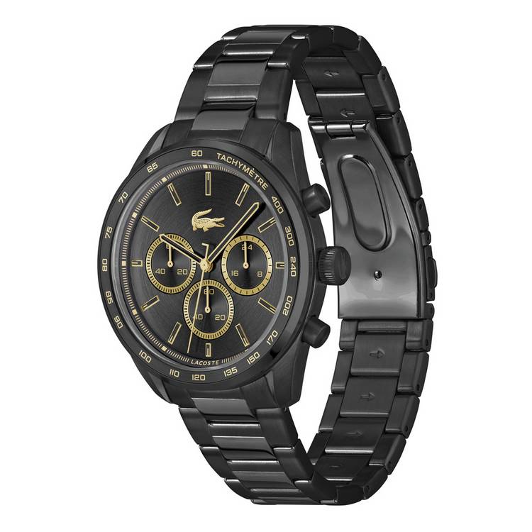 Lacoste black stainless steel chronograph watch 42mm, UK version