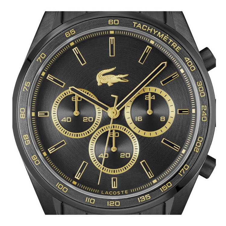 Lacoste black stainless steel chronograph watch 42mm, UK version