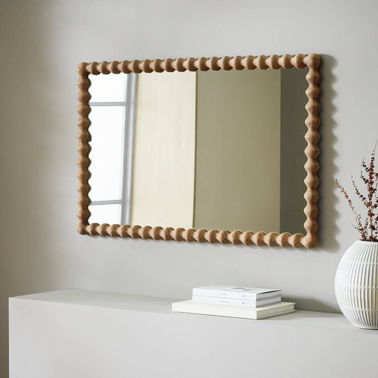Habitat Bobbin stained wooden wall mirror 90x56cm, imported from the UK