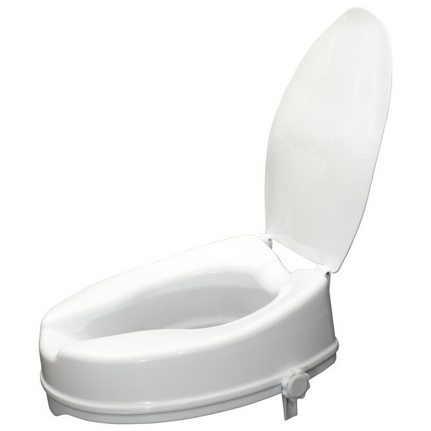 Aidapt raised toilet seat with lid 4 inch, imported from the UK