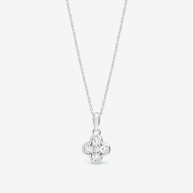 Simply Silver clover pendant cubic zirconia silver necklace (British brand)