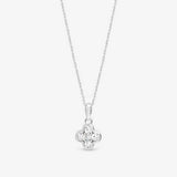 Simply Silver clover pendant cubic zirconia silver necklace (British brand)