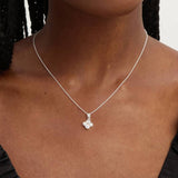 Simply Silver clover pendant cubic zirconia silver necklace (British brand)
